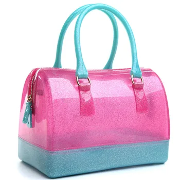 

885 spring &summer Medium jelly Bag Women Beach Bag Candy - Colored transparent Crystal Handbag