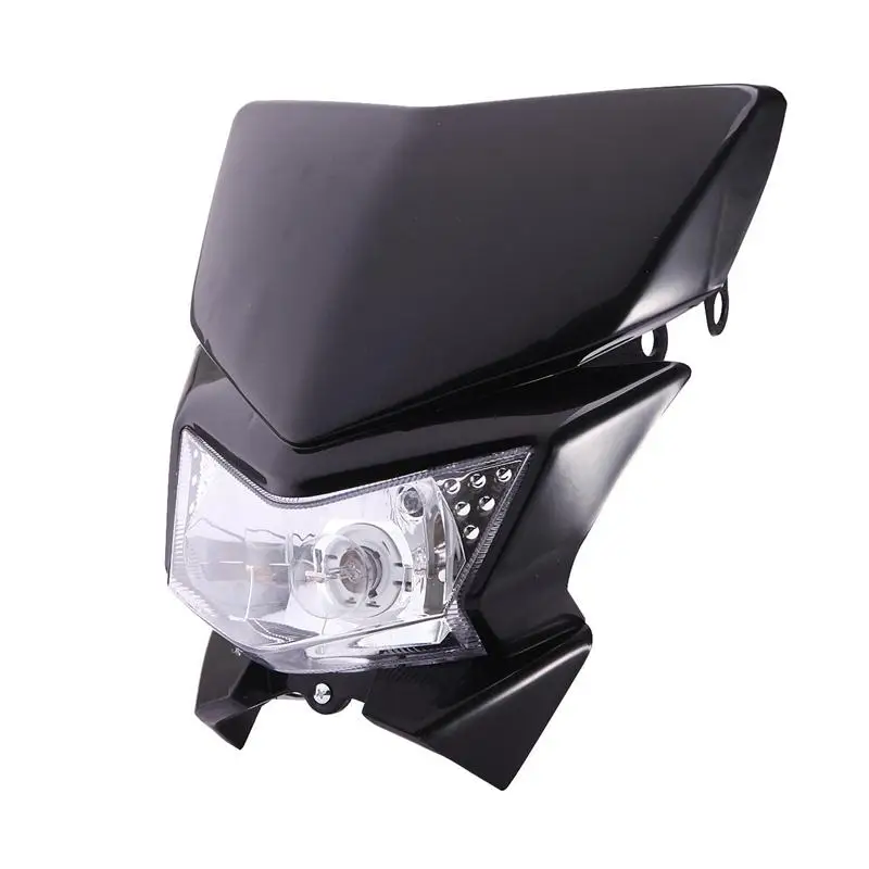 Black Motorcycle Headlight Fairing Kit Enduro Style With City Light