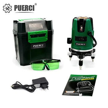 

PUERCI P41G 5 Lines Lithium Battery Green Laser Level Self-Leveling 360 Horizontal And Vertical Outdoor Mode With Receiver