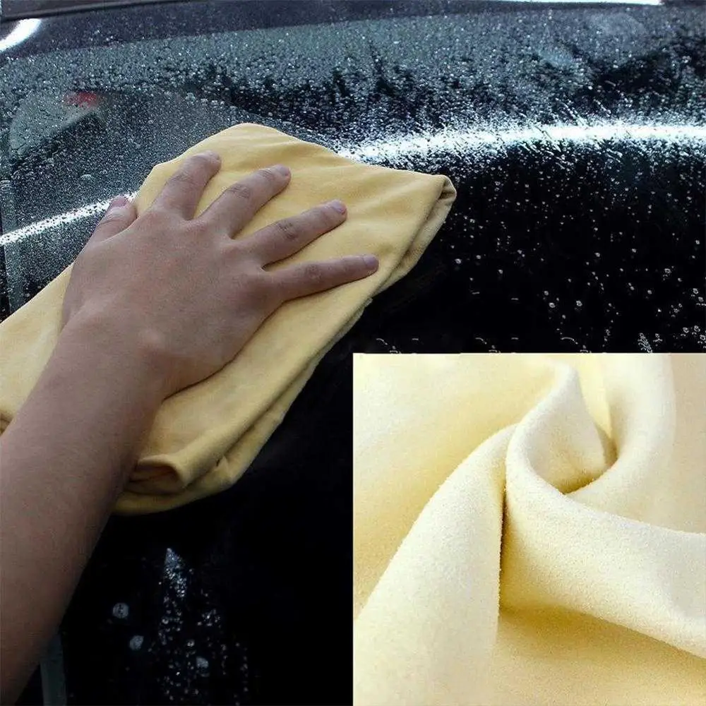 

Yellow 45*75cm factory wholesale pure natural leather cleaning towel deer skin cleaning cloth authentic suede towel