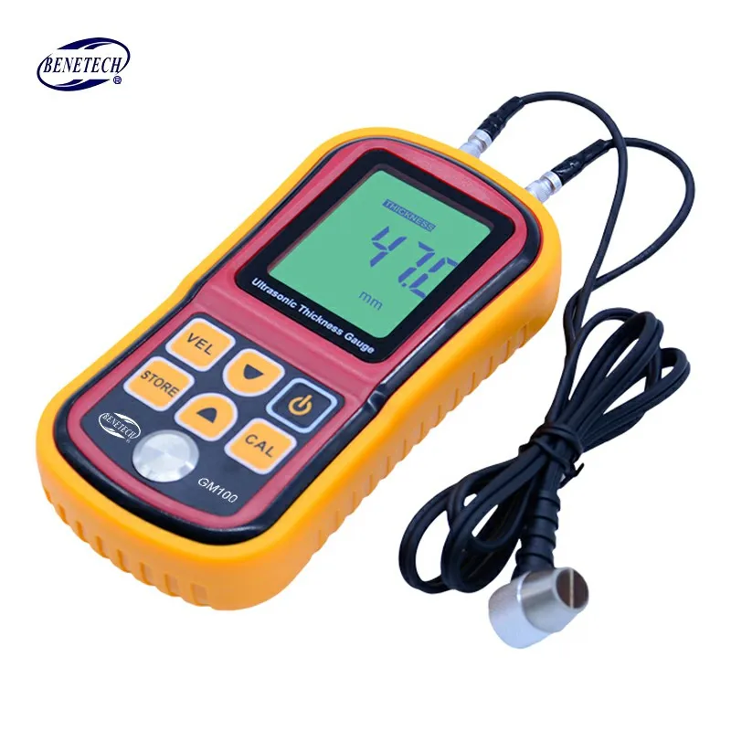 Digital Ultrasonic Thickness Gauge tester GM100 Digital LCD display 1.2 to 200MM Sound Velocity Meter with aluminium retail box