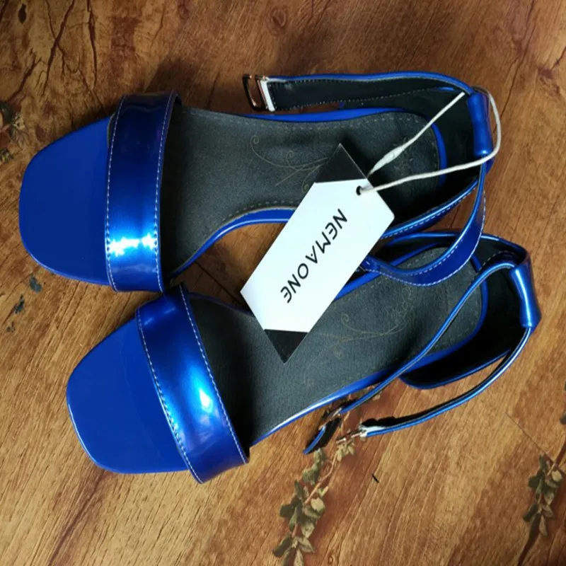 NEMAONE/ г. Простая женская летняя обувь; сандалии с открытым носком на квадратном каблуке; цвет белый, розовый, красный, синий; 4 цвета; размеры 34-43