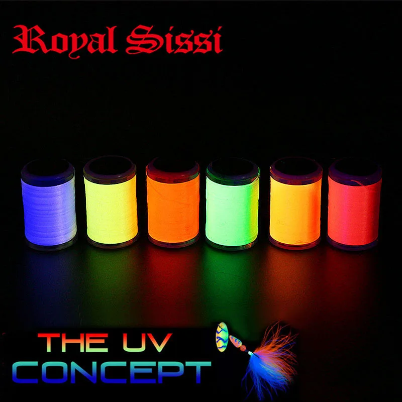 6 UV fluo colors set 60 fly tying thread 250yards per spool 150D dubbing thread with UV reflection effect for trout bass flies