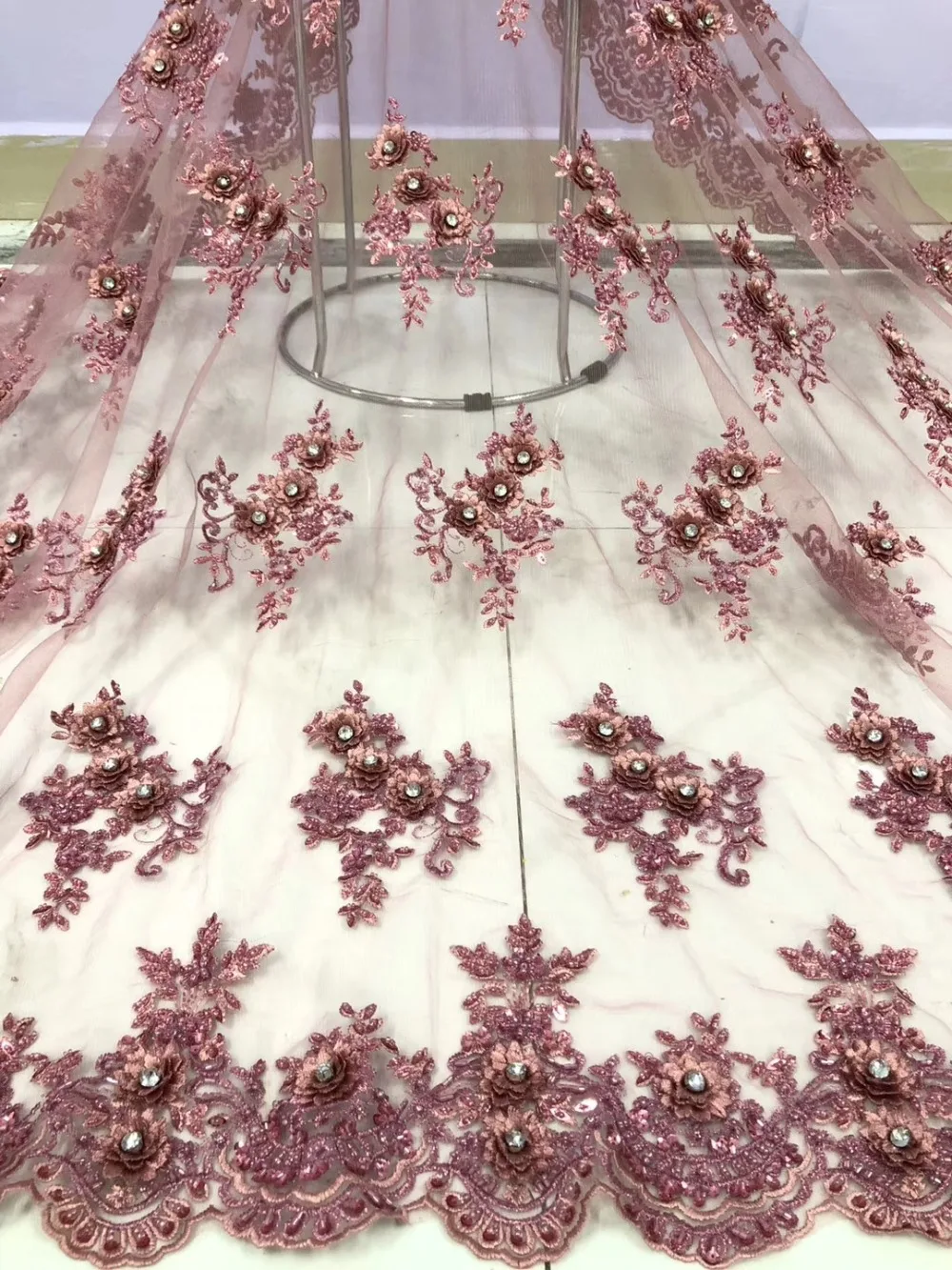 Красивые бусины тюбик дизайн 3D цветы Африканский тюль ткань с бриллиантами последние французские кружева для свадьбы DPJUL053