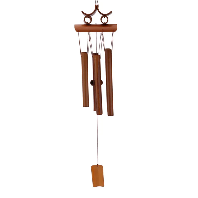 Retro Bamboo Wind Chime Feng Shui Windchime with Hanging Ring Garden