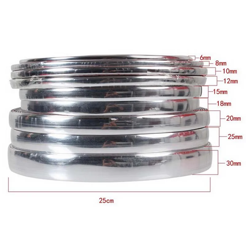 13M Car Chrome Body Strip Bumper Auto Door Window Protective <br />Moulding Styling Flexible Trim Sticker 6MM 8MM 12MM 15MM 20MM 30MM-in <br />Styling Mouldings from Automobiles 