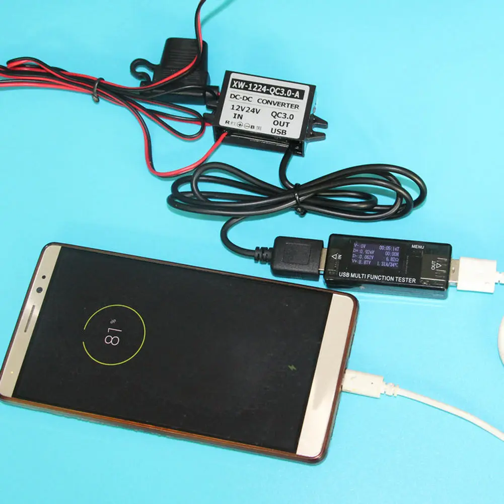 

Multifunction DC12V/24V 46x32x18mm To QC3.0 Waterproof Car Cellphone Power Supply Converter Module