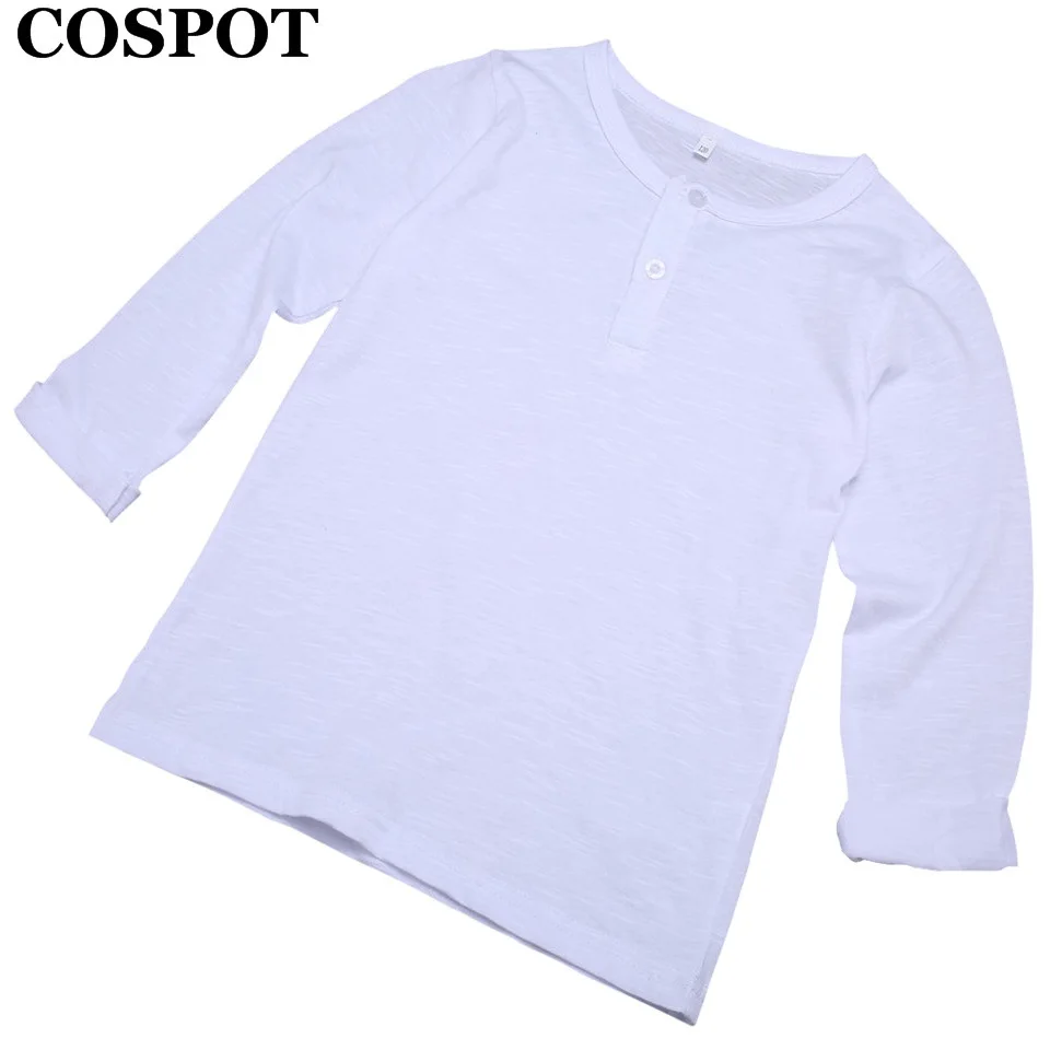 Футболка COSPOT из 100% хлопка для маленьких девочек Топ с длинным рукавом белая