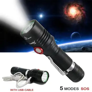 

SKYWOLFEYE LED Flashlight 8000ml T6 Tactical Searchlight Waterproof Torch Portable lanterna by 18650 For Out Activity at Night