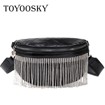 

TOYOOSKY Multifunction Women Leather Quilted Plaid Phone Pouch 2019 New bling Beading Pack Luxury Brand Female Crossbody Bag