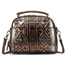 Натуральная кожа, женская сумка через плечо, сумка через плечо, роскошная сумка из натуральной кожи, винтажная тисненая сумка с верхней ручкой