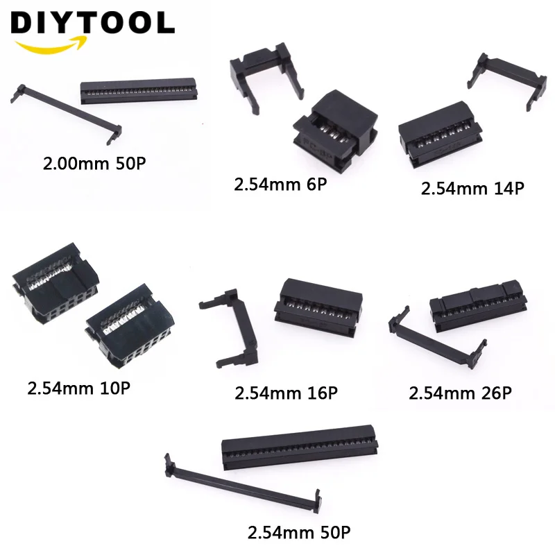 

10set FC-6P FC-10P FC-14P FC-16P FC-26P FC-50P IDC Socket 2x5 Pin Dual Row Pitch 2.54mm 2.0mm IDC Connector 10-pin cable socket