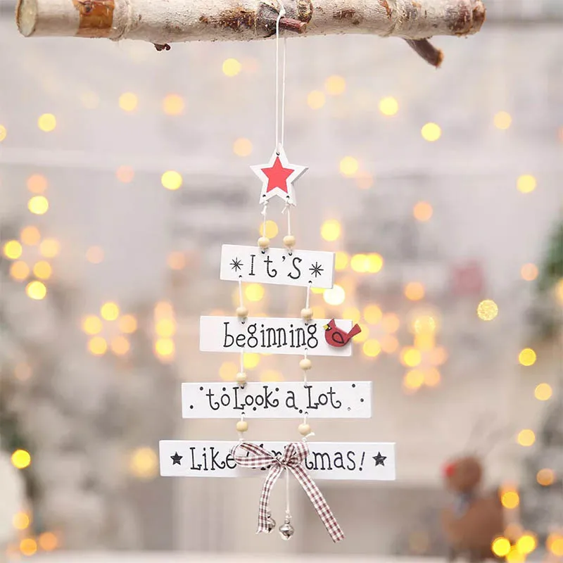 

New Year Decoracion Navidad Merry Christmas Wooden Small Pendant Colorful Letters Creative Christmas Tree Decoration For Home