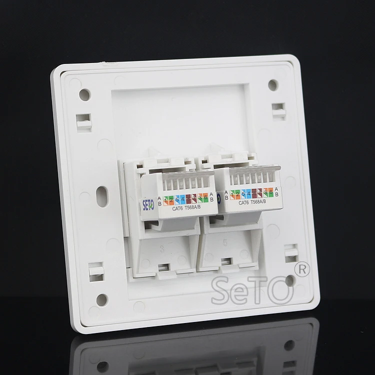 SeTo 86 Type Double Ports RJ45 Cat6 Panel Network Lan Wall Plate Socket ...