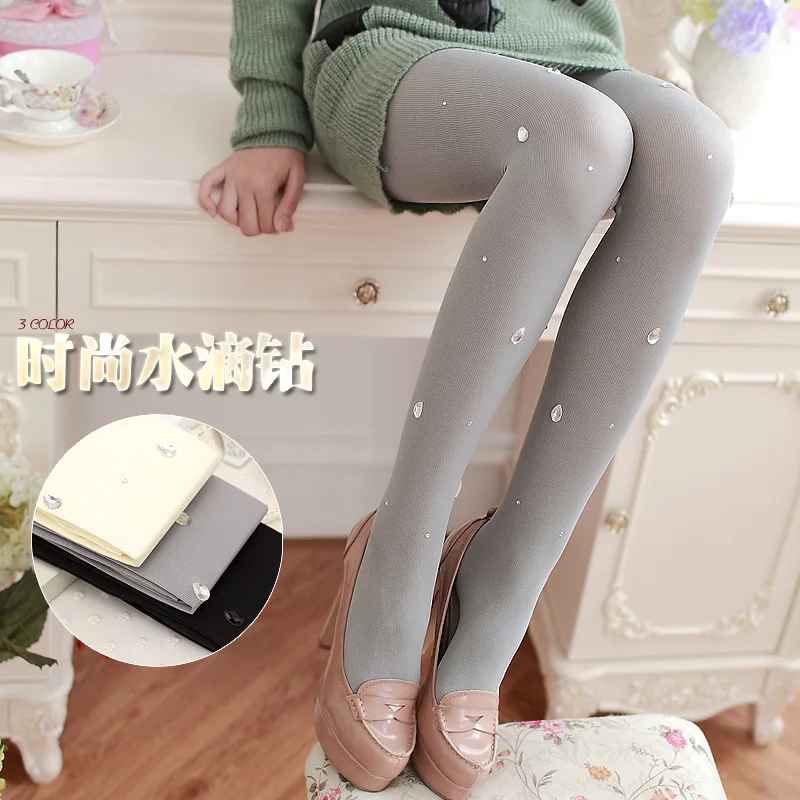 W130 2016 new high quality women girl tights crystal drop drill
