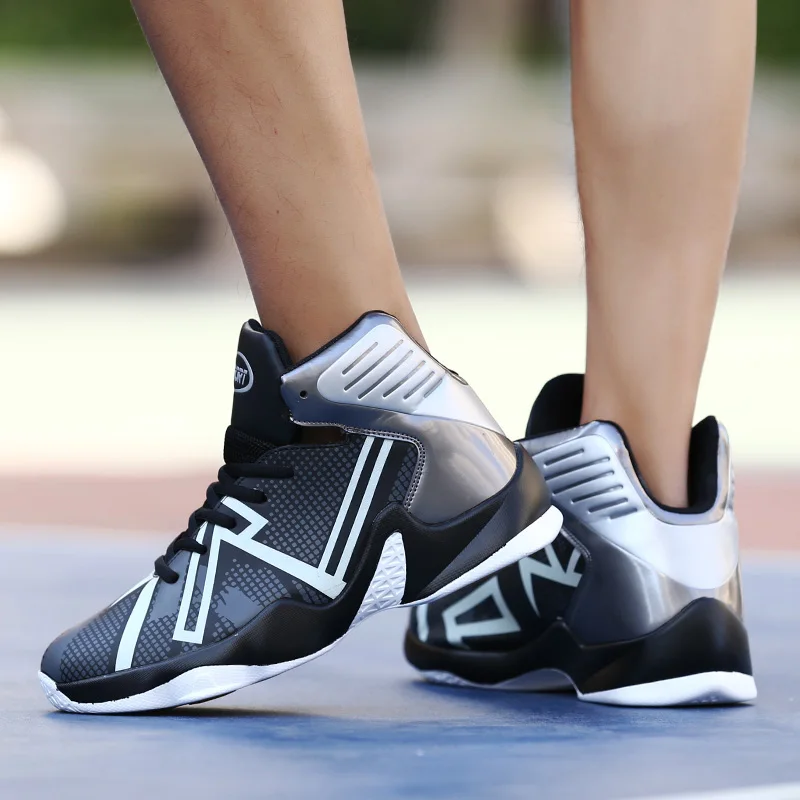 Transpirable zapatos de baloncesto de los hombres al aire libre de alta arriba zapatillas de deporte cesta homme amortiguación zapatos de deporte Hombre zapatos de baloncesto