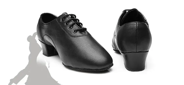 Мужские туфли для латинских танцев мужские черные туфли из искусственной кожи с мягкой подошвой 3,5 см танцевальные на каблуках Танго танцевальные туфли размер 38-45