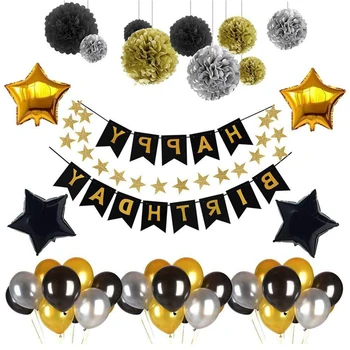 

Birthday Party Decorations Hanging Banner Paper Flower Balloon Tassel Garlend Party Accessory Colorful