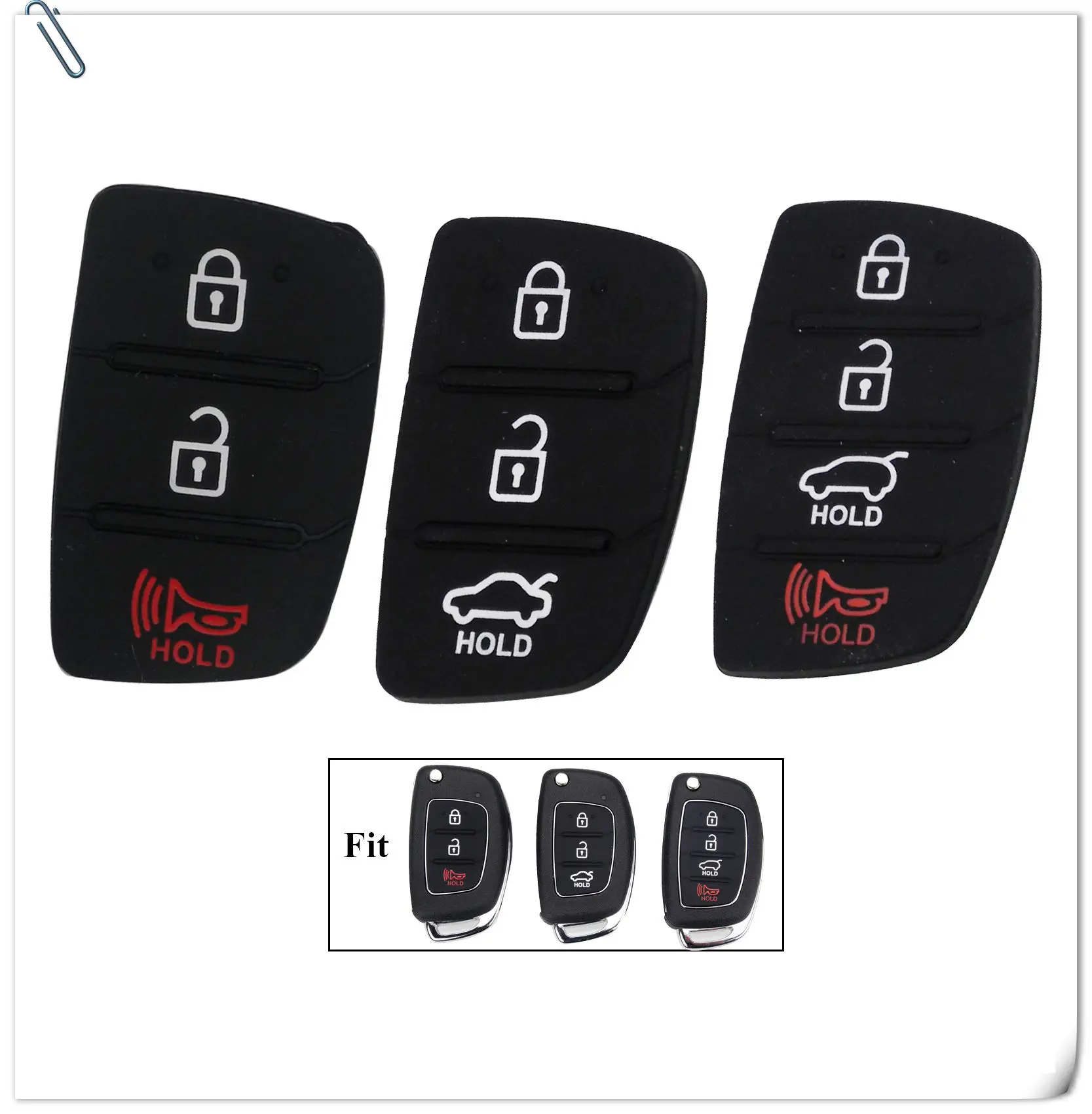 Keyforkess cuscinetto in gomma di ricambio 2 3 4 pulsanti Flip Car Remote Key Shell per Mistra Hyundai HB20 SANTA FE IX35 IX45 portachiavi - HTB1m2qPa4rvK1RjSszeq6yObFXaz