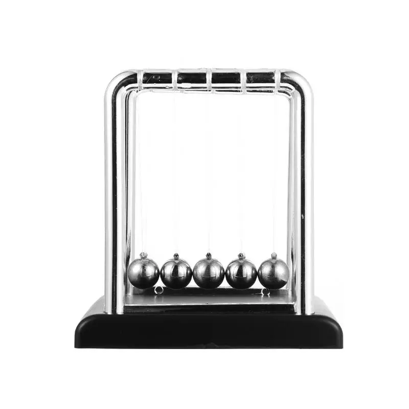 Creative stainless steel Newton pendulum ball billiard ball bump ball Square plastic base metal permanent ball#YO - Цвет: Black