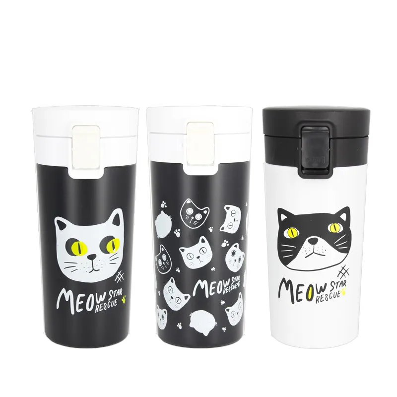 Cute meow Cat Star Coffee Thermo Mug Thermos Double Wall Stainless Steel Thermocup Vacuum Flask Thermal Mug Termos Bottle 2
