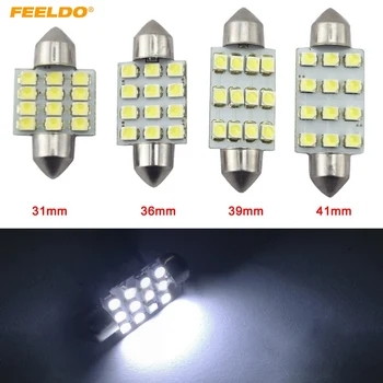

FEELDO 100pcs White 1210 12SMD 31mm/36mm/39mm/41mm Car Festoon Dome Reading LED Light Bulbs