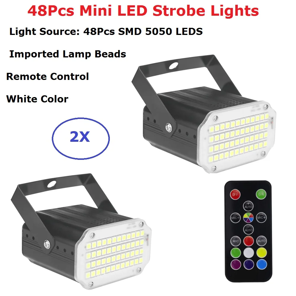 2Pcs Remote Control 12W White Color LED Stage Effect Lighting DJ Party