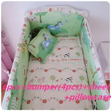 Скидка! 6/7 шт. Пеленальные принадлежности установить кроватку набор комплект кровать Стёганое одеяло чехол бампер без каблука Простыни, 120*60/120*70 см