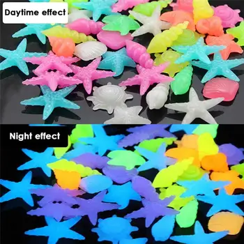 

10PCs Colorful Luminous Starfish Conch Shell Shaped Glowing Stones Decorative For Garden Aquarium Fish Tank Pool Landscape