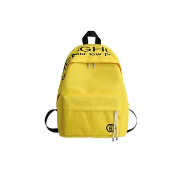 

Yellow Backpack Brand High Quality Water Proof Nylon Leisure or Travel Bag Solid Japanese Style Package with Chinese Characters