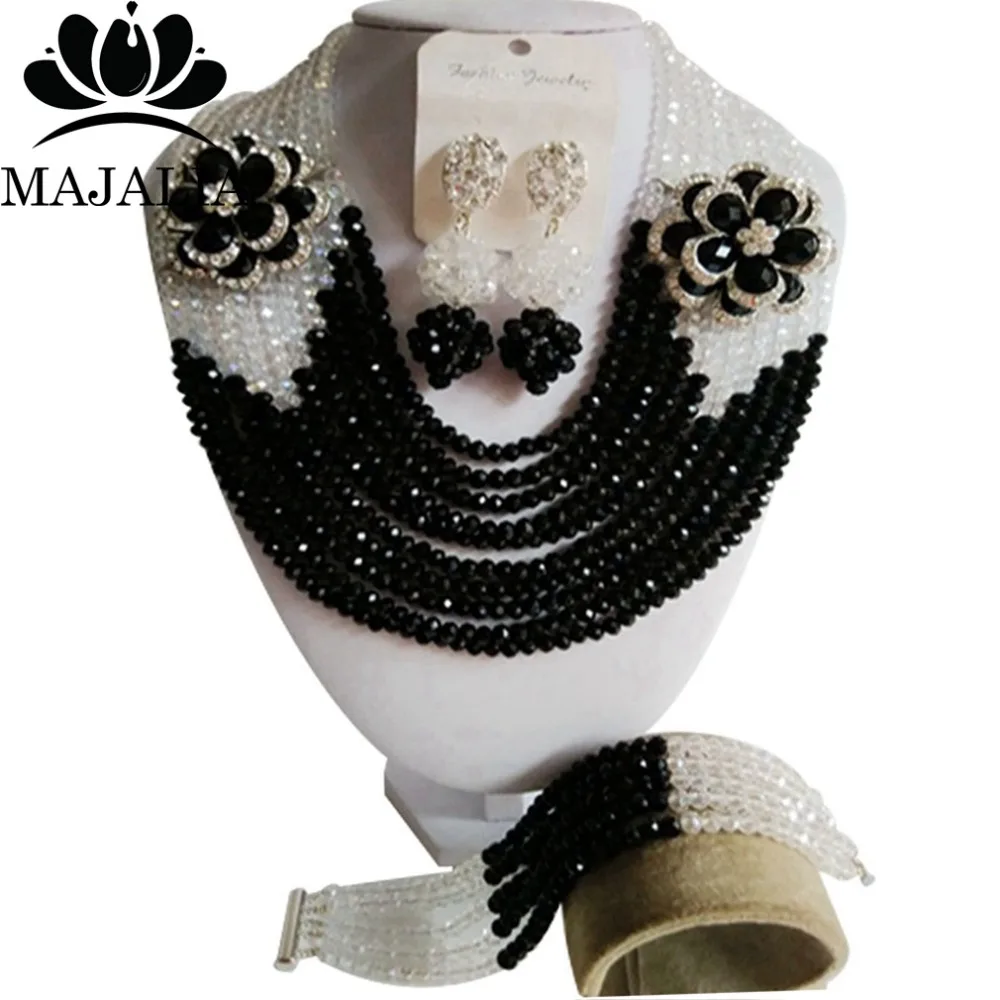 

2017 Fashion african beads jewelry set black Nigeria Wedding Crystal necklace Bridal Jewelry sets Free shipping VV-059