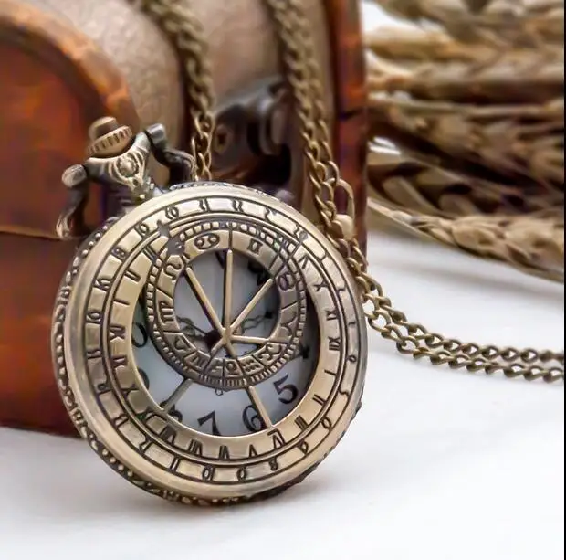 

New Bronze antiques Bronze antiques Fashion quartz Flip clock pendant Good quality steampunk pocket watches