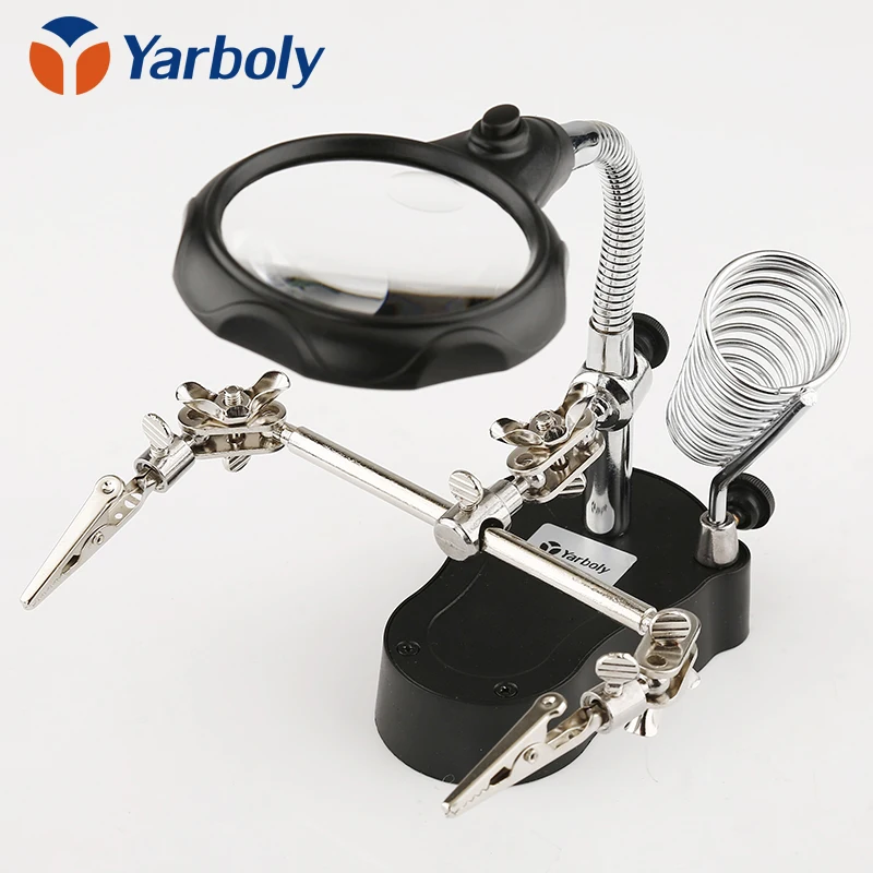 

LED SOLDERING IRON STAND HELPING HANDS MAGNIFYING GLASS MAGNIFIER CROCODILE CLIP