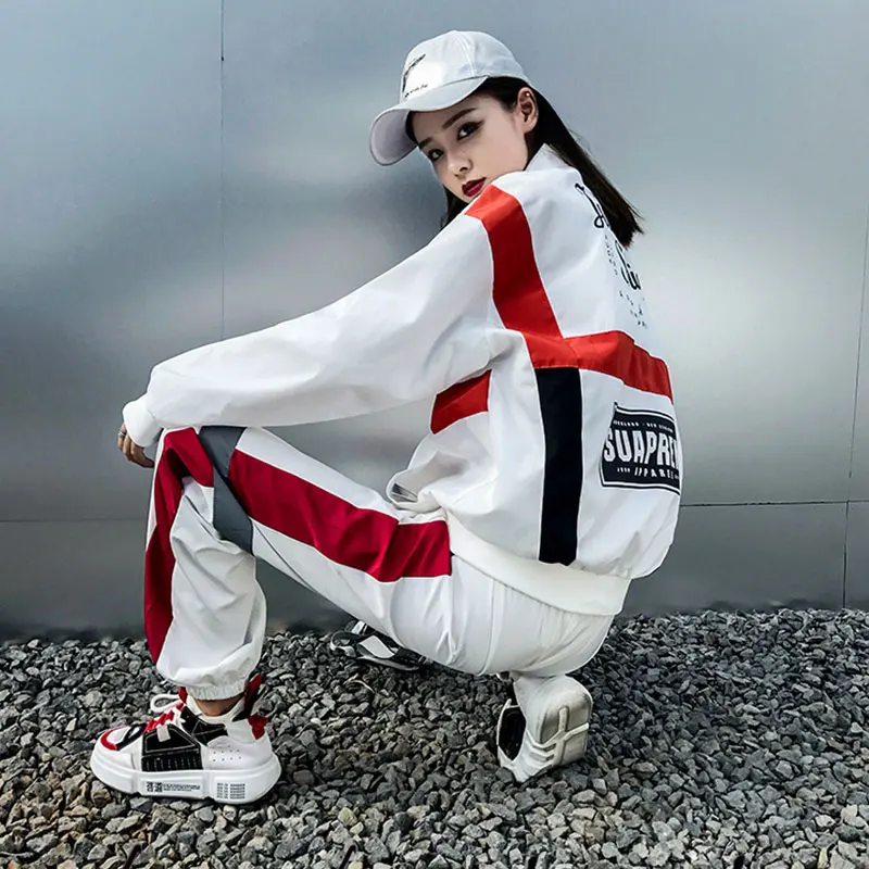 

Spring Autumn Jacket Women Coat 2019 Fashion Loose Parka Plus size Hip Hop Print Jacket Street bf Wind Turtleneck Overcoat S177