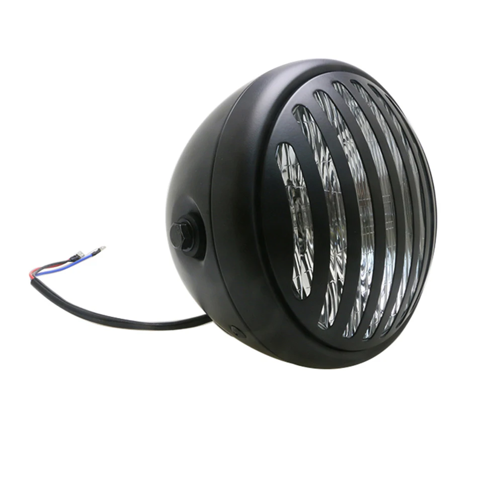 

BJMOTO 7'' Deep Cut Grill Vintage Antique Custom 12V 35W Hi/Lo Headlight Motorcycle headlamp H4 Chopper Bobber for Harley