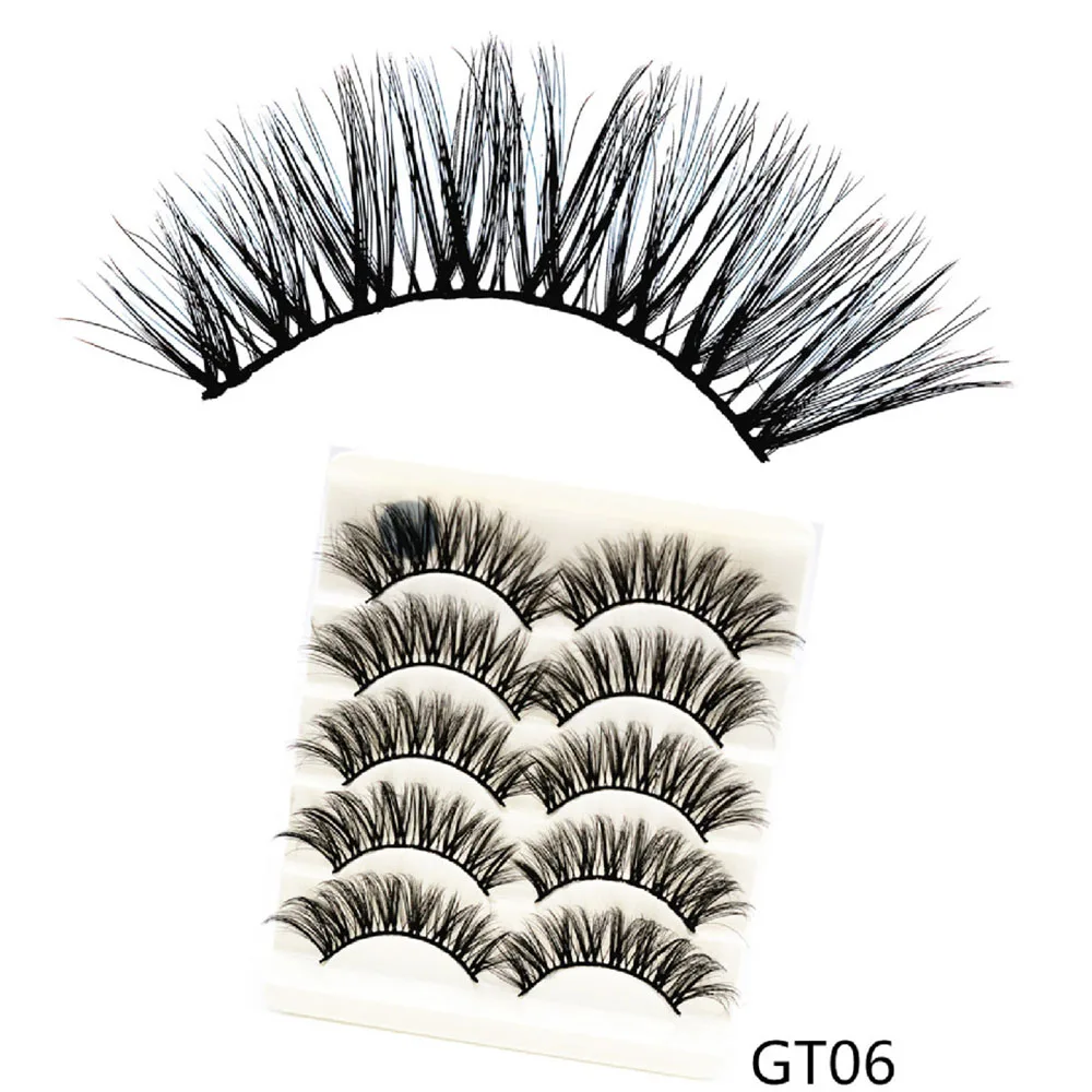 5 пар мягких смешанных стилей накладные ресницы 3D Искусственные норковые волосы длинные выпученные натуральные ресницы Пернатые расклешенные ресницы