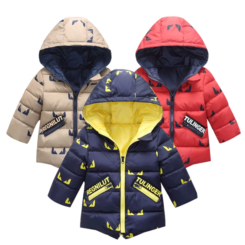 high quality kids winter jacket Boys red coats down cotton Zipper thick