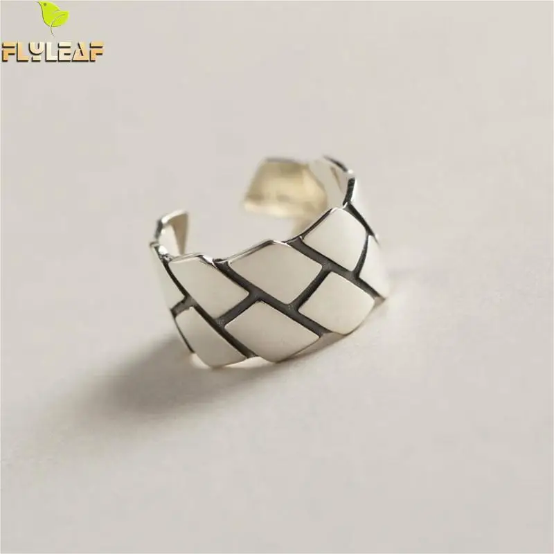 

Flyleaf 925 Sterling Silver Rings For Women Geometric Shape irregular Femme Fashion Fine Jewelry simple Open Ring Vintage