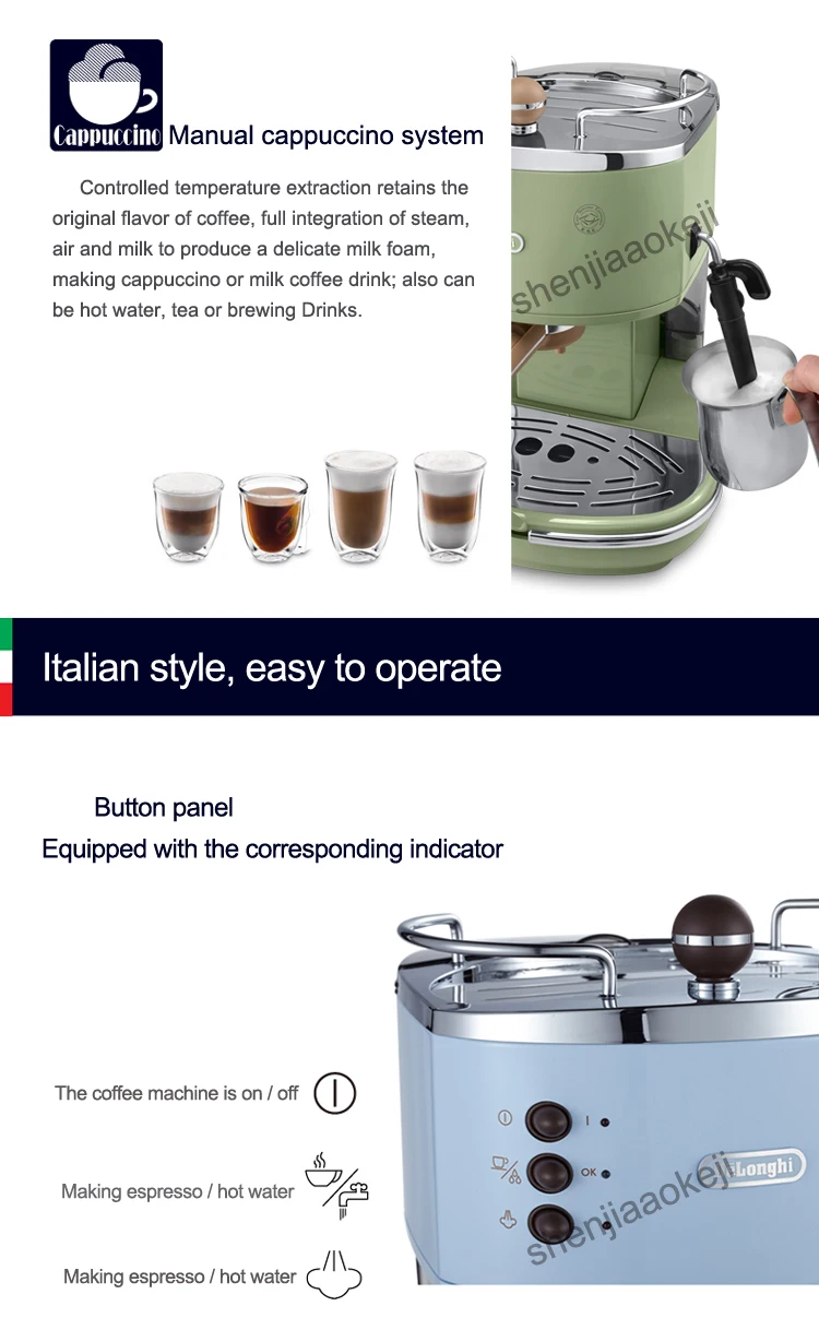 Итальянский полуавтоматическая насос для кофеварки Тип кофемашина ручной фантазии кофе 220 V (50 Гц) 1100 Вт 1 шт