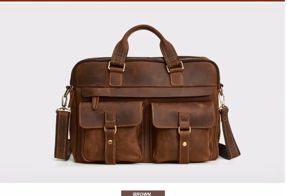 JOYIR мужской портфель, сумка из натуральной кожи, кожаная сумка для ноутбука, деловая сумка на плечо для компьютера, сумка через плечо, мужская сумка - Цвет: brown