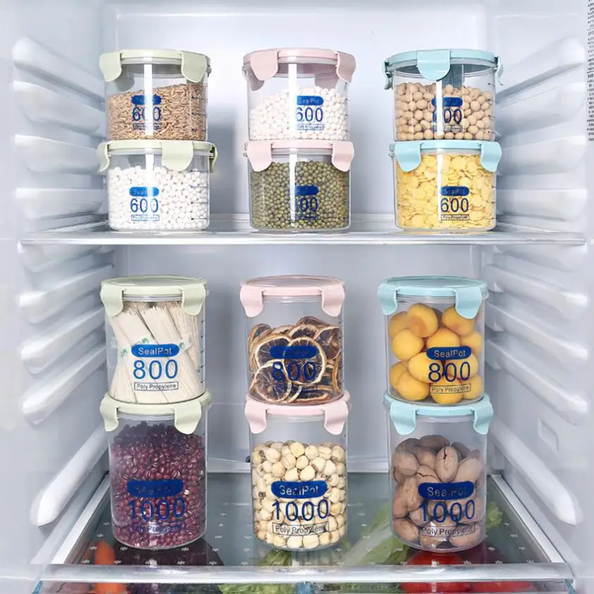 

Moistureproof Kitchen Storage Box Sealing Food Preservation Plastic Fresh Pot Container Transparent Sealed Crisper Set Plastic