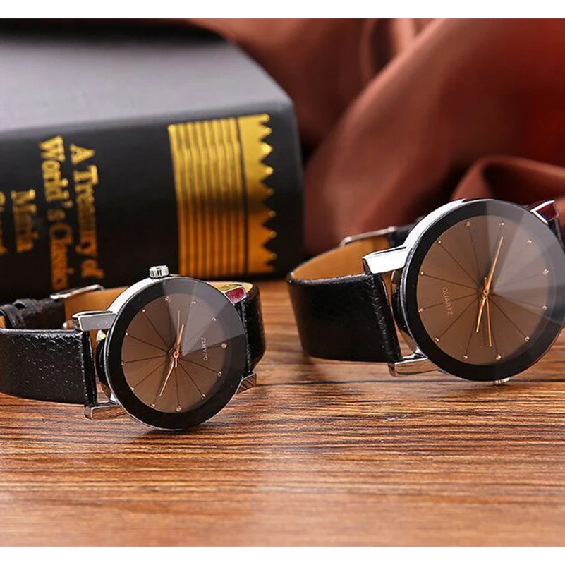 Lovers Watches For Men Women Quartz Watches Dial Clock Leather Bracelet Lover Wristwatches Women's Dress Wrist Watch Couple Gift
