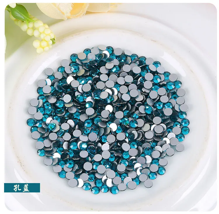 ss3-ss34(1.3mm-7.2mm)Peacock blue 3D round shape super flash crystal glass Non HotFix Flatback Glass nail art rhinestones MJP06 | Дом и сад