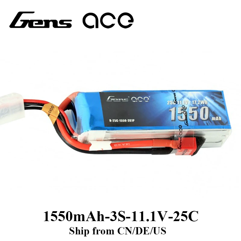 Аккумулятор Gens ace 1550 мАч Lipo 3S аккумулятор 11 1 В разъем Deans для самолета FPV рамка
