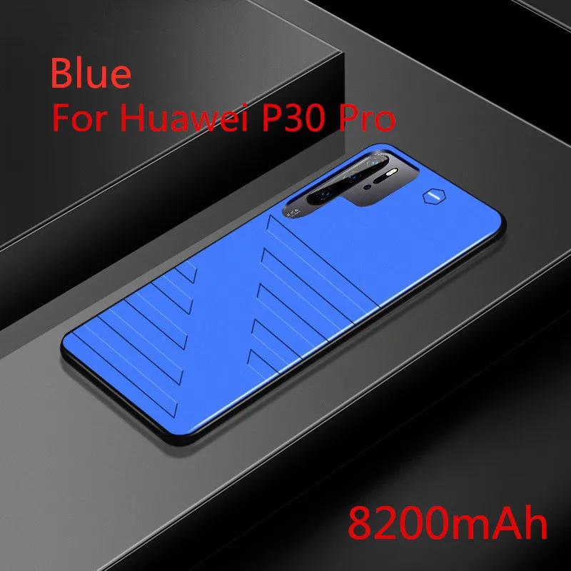 6800mAh Battery Charger Case For Huawei P30 Portable Slim Power Bank Case Cover 8200 mAh For Huawei P30 Pro Power Charging Case - Color: For P30 Pro Blue