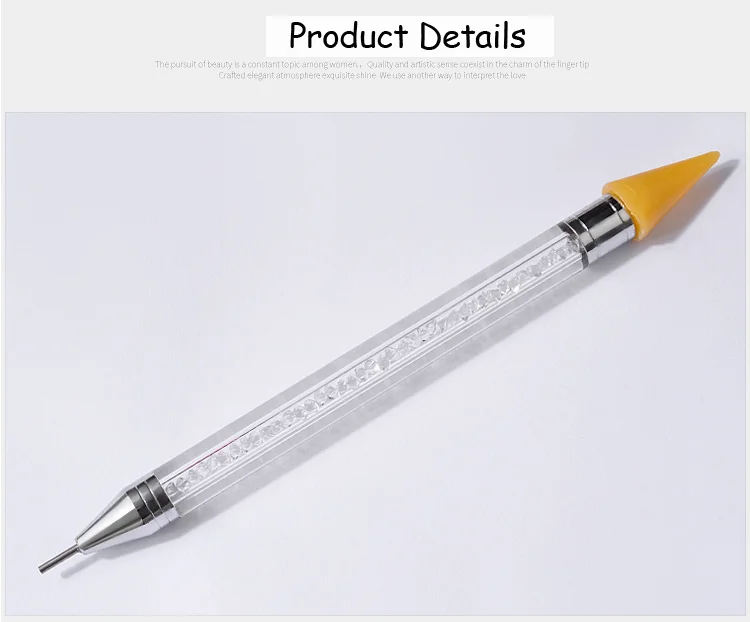 1 шт двухконцевая расческа ручки гвоздики со стразами украшения восковой карандаш Хрустальная ручка для бисера маникюрные инструменты для дизайна ногтей