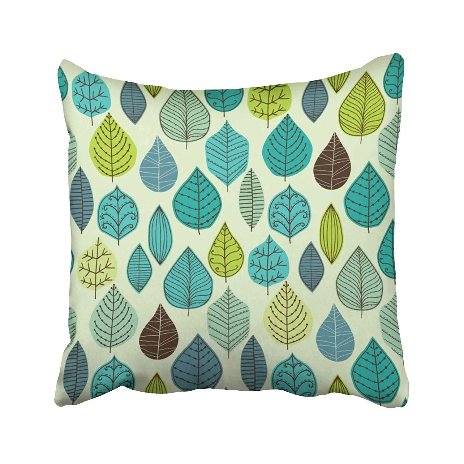 

Blue Tree Leaves Autumn Leaf Green Retro Winter Nature Abstract Cute Fall Branch Throw Pillow Covers Cover Pillowcase Cases Case