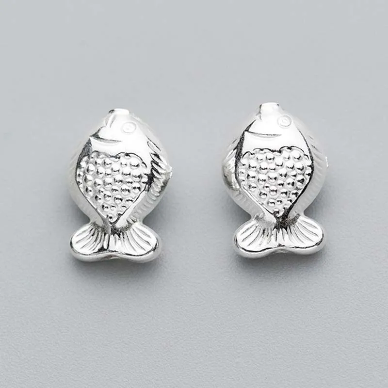 

925 Sterling Silver Fortune Fish Spacer Beads Wholesale Charm Beads fit Women Charm Bracelets & Necklace DIY Jewelry Homme Femme