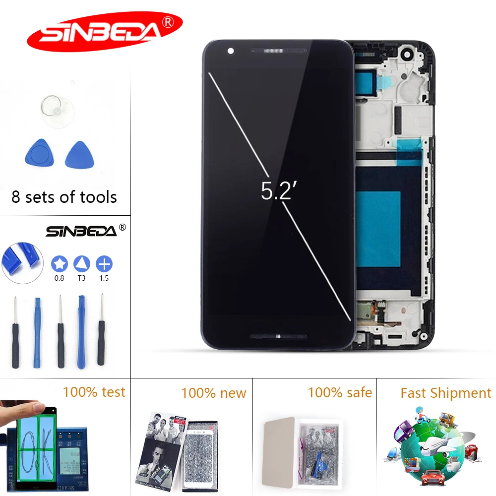 

5.2"Sinbeda For LG Nexus 5X LCD Display Touch Screen with Frame Digitizer For LG Nexus 5x Display Nexus 5 X H790 H791 H798 LCD#