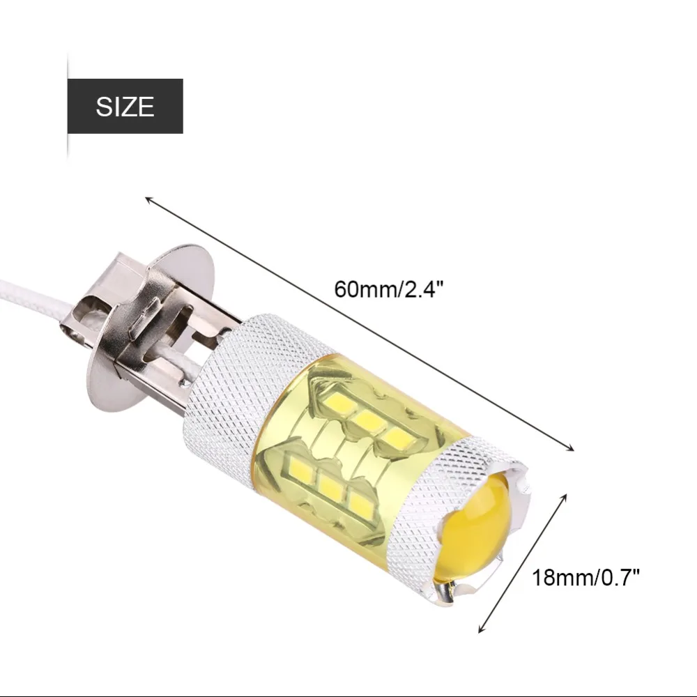 1 пара/2 шт 12-24 в 80 Вт H3 16SMD светодиодный желтый автомобильный противотуманный фонарь лампы